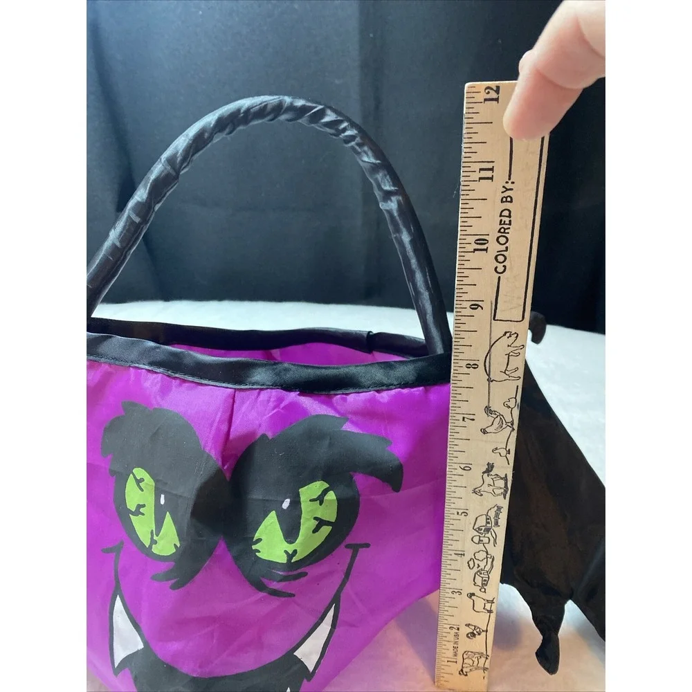 Vampire Bat Halloween Trick Or Treat Candy Bag Tote Purple‎ Black Kid Child